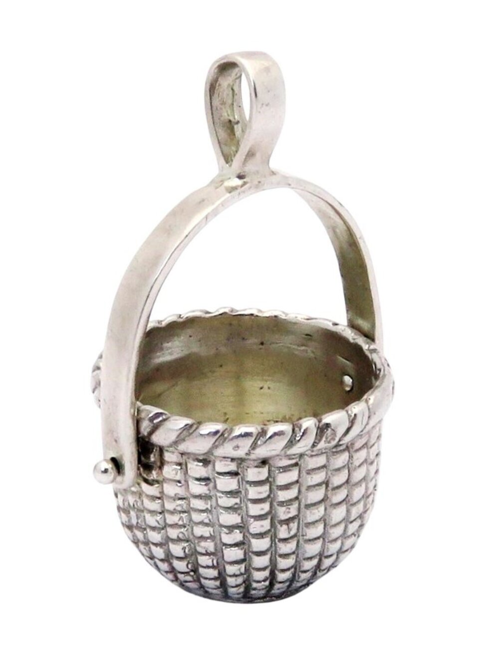 Vintage Glenaan Large Nantucket Basket Charm Pendant Sterling Silver 10.7g